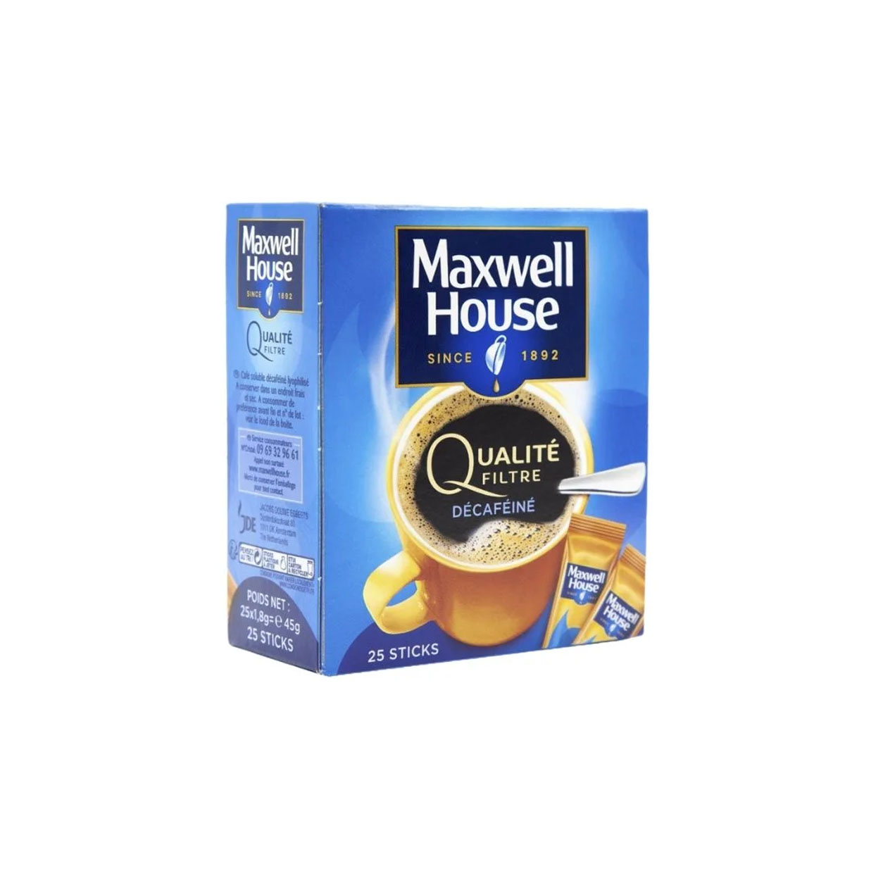 Café Qualité Filtre Décaféiné – Maxwell House – 25 sticks