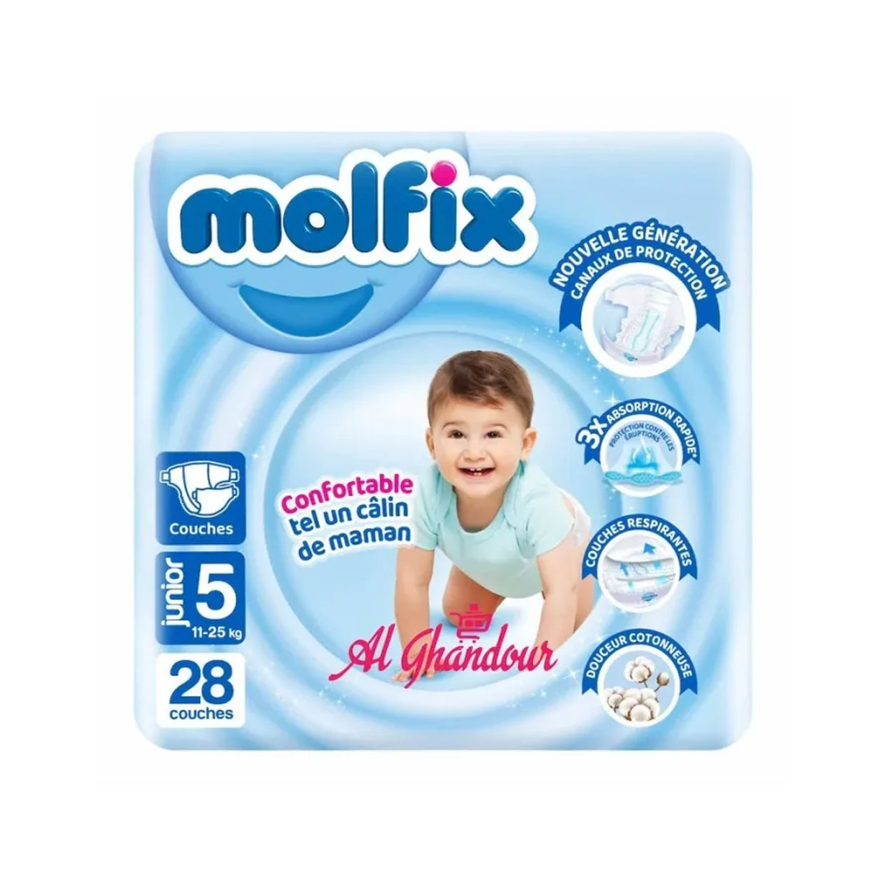 Couches Bébé Maxi 4 (7-14 kg) – Molfix – 62 pièces